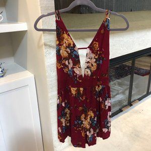 Dainty Hooligan Red Floral Romper